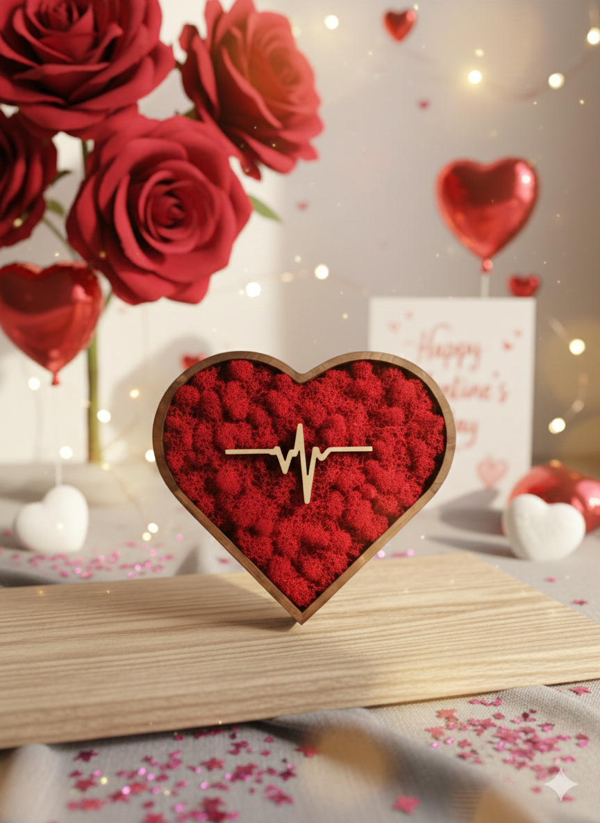 machový obraz srdce