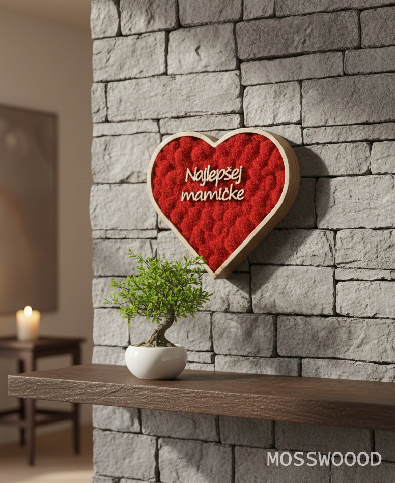 machový obraz srdce